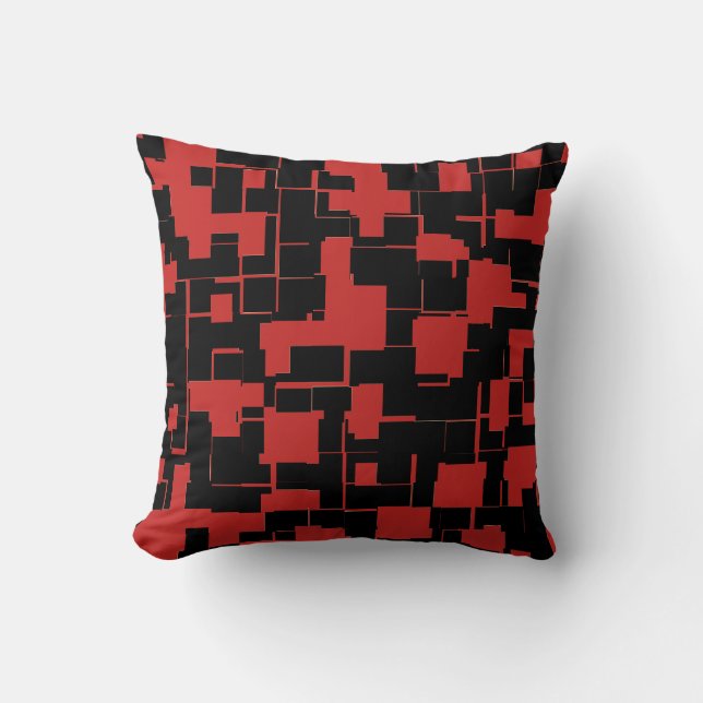 COOL Black and Red Stylish Abstract Pattern Cushion (Front)