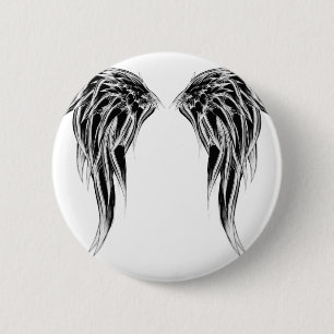 Cool Black and White Angel Wings 6 Cm Round Badge