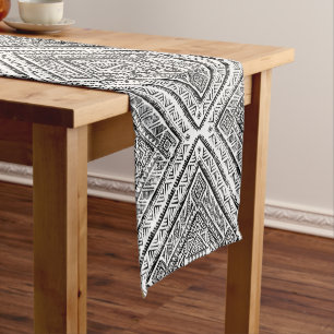 Cool Black and White Aztec Tribal Pattern Short Table Runner
