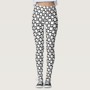 Cool Black and White Checked Female Chef Leggings