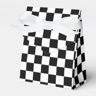 Cool Black And White Chequered Flag Pattern Favour Box