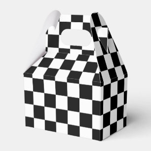 Cool Black And White Chequered Flag Pattern Favour Box