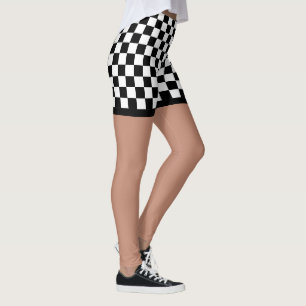 Cool Black And White Chequered Flag Pattern Leggin Leggings