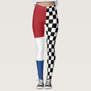 Cool Black And White Chequered Flag Pattern Leggings