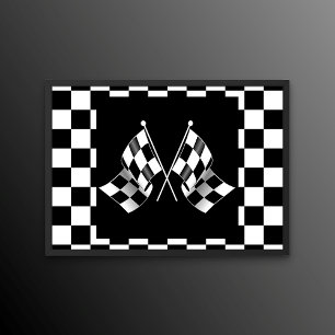 Cool Black And White Chequered Flags Pattern Poster