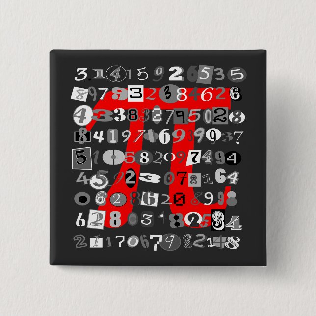 Cool Black and White Digits of Pi 15 Cm Square Badge (Front)