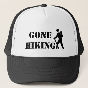 cool black and white gone hiking sports hat. trucker hat