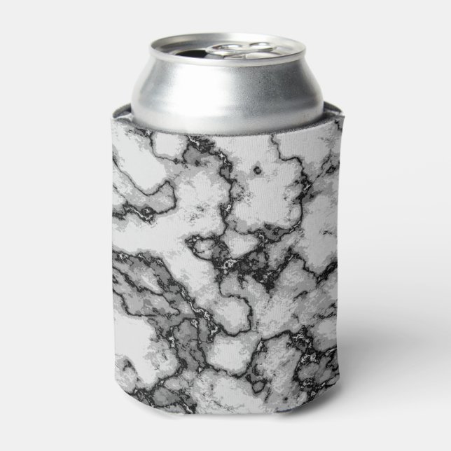 COOL Black and White Marble Pattern Can Cooler (Can Front)