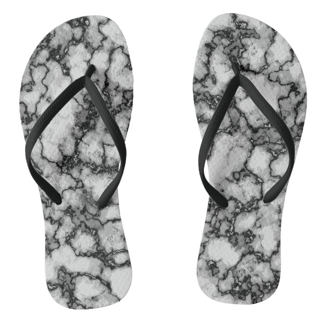 COOL Black and White Marble Pattern Flip Flops (Footbed)