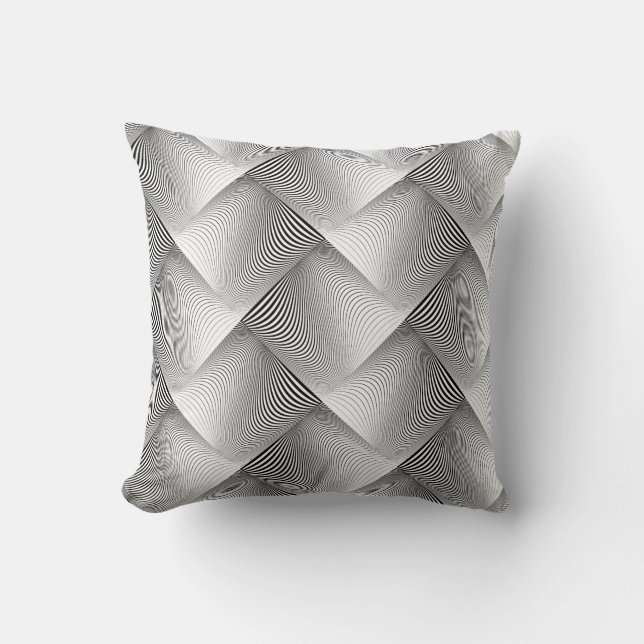 Cool Black and White Metallic Weaving Pattern Cushion (Front)