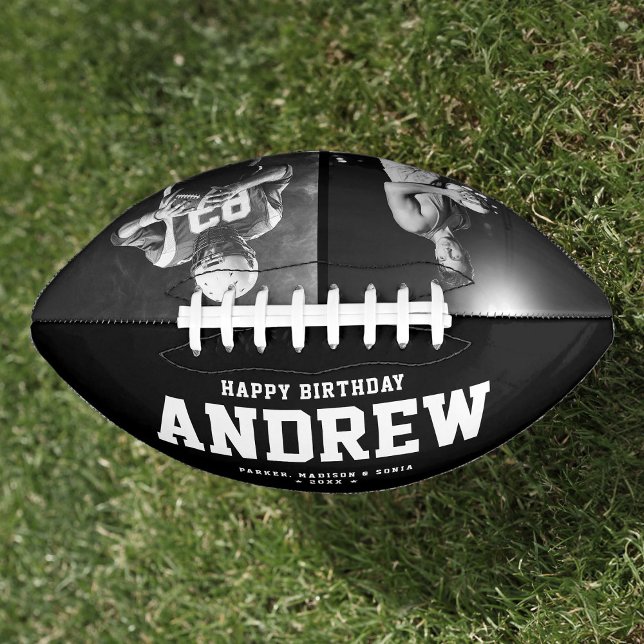 Cool Black and White Modern Birthday Gift Photo American Football (Creator Uploaded)