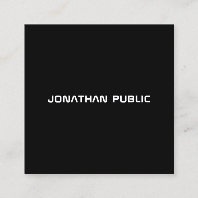 Cool Black And White Modern BW Design Template Square Business Card (Front)