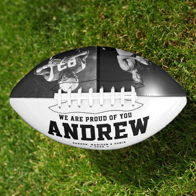 Cool Black and White Modern Graduation Gift Photo American Football (Creator Uploaded)