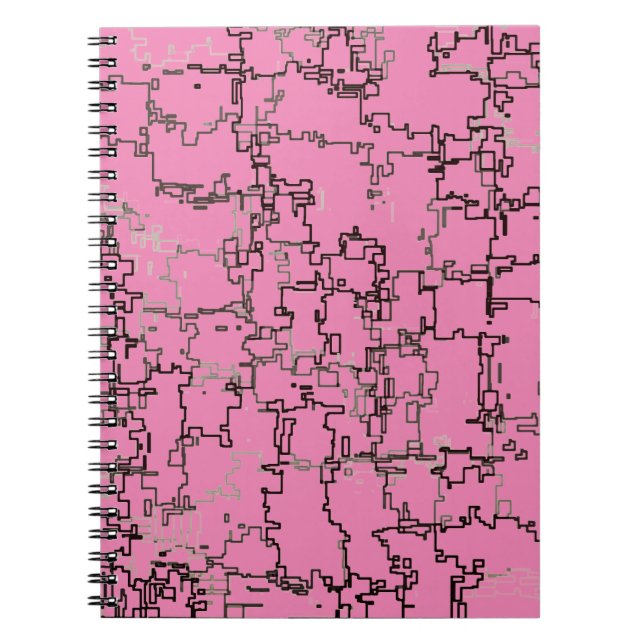 COOL Black and White Pattern over Pink Notebook (Front)