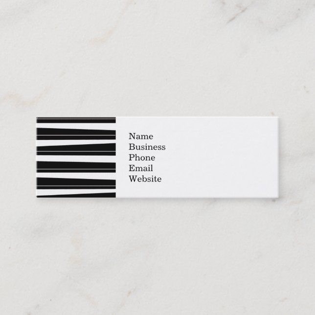 Cool Black and White Pattern Uneven Stripes Mini Business Card (Front)