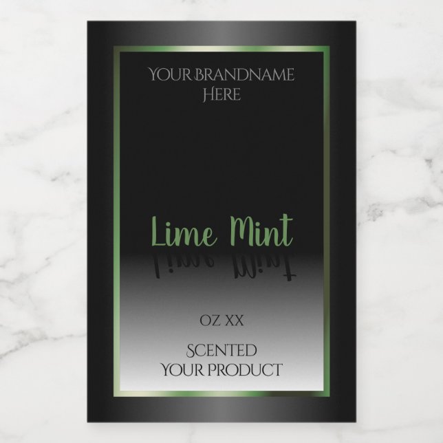 Cool Black and White Product Labels Green Frame (Single Label)