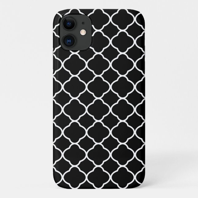 Cool Black and White Quatrefoil Tile Pattern Case-Mate iPhone Case (Back)