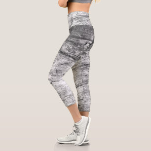 Cool Black and White Real Tree Bark Nature  Capri Leggings