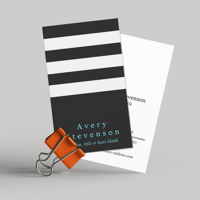 Cool Black and White Striped Modern Vertical Hip 2 Business Card (Creator Uploaded)