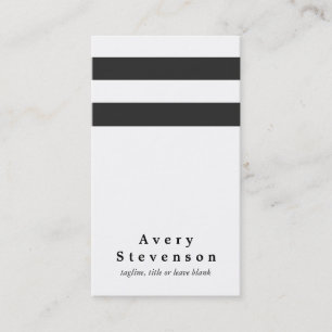 Cool Black and White Striped Modern Vertical White Business Card