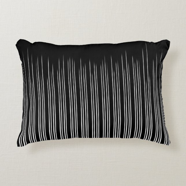 Cool Black and White Striped Pattern Decorative Cushion (Front)