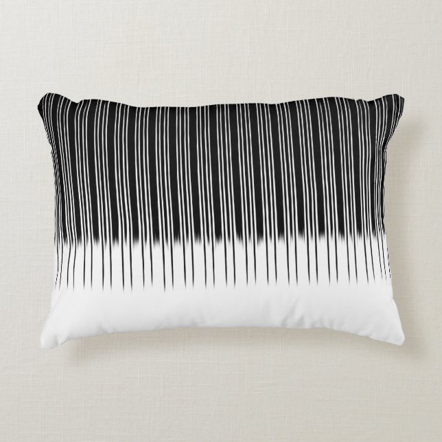 Cool Black and White Striped Pattern Decorative Cushion (Front)