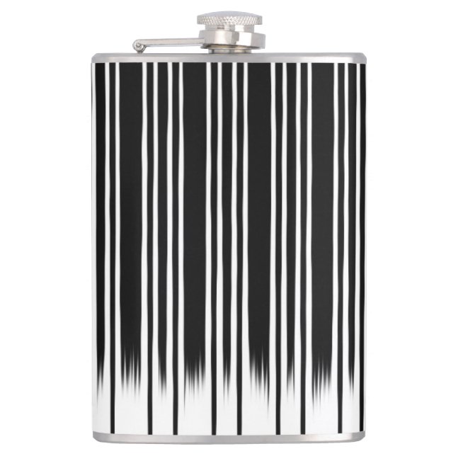 Cool Black and White Striped Pattern Hip Flask (Front)