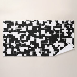 Cool Black and White Trendy Stylish Pattern Bath Towel