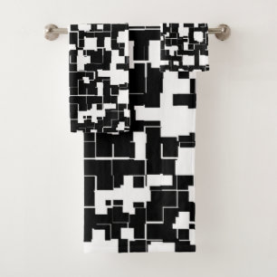 Cool Black and White Trendy Stylish Pattern Bath Towel Set