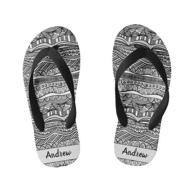 Cool Black and White Tribal Print  Flip Flops (Footbed)
