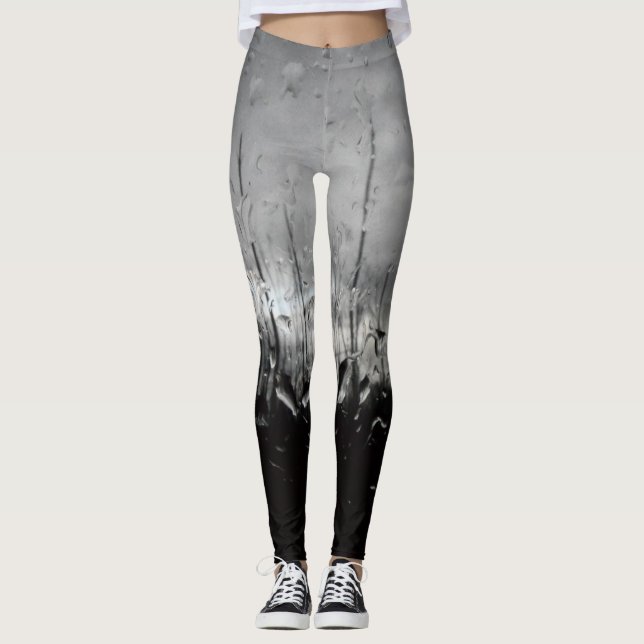 Cool black and white water drops leggings (Front)