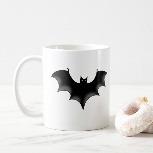 cool black bat coffee mug (With Donut)