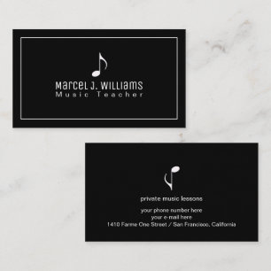 Cool Black Business Card With Music Note