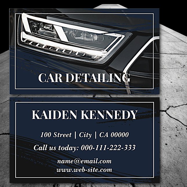 Cool Black Car Service Detailing Photo Template Business Card (Creator Uploaded)