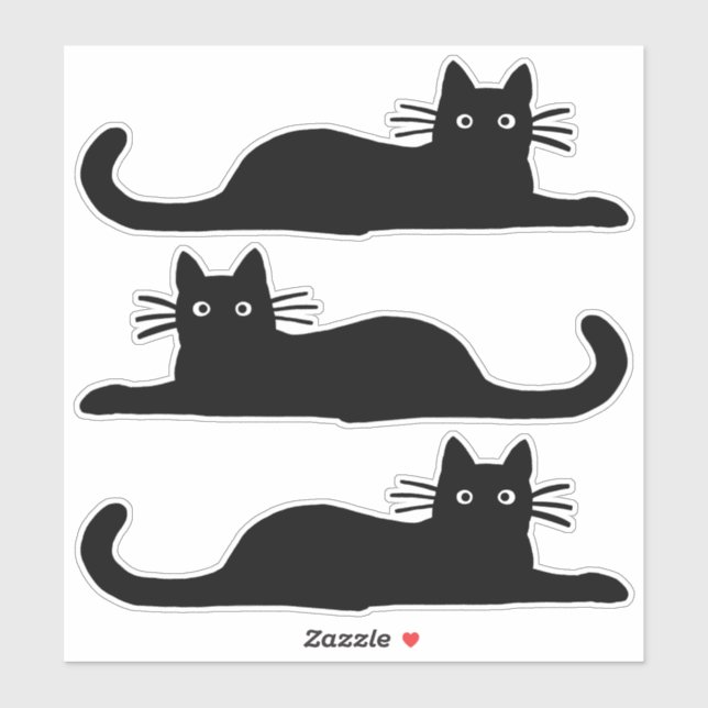 Cool Black Cat Chilling Out Vinyl Sticker Set (Sheet)
