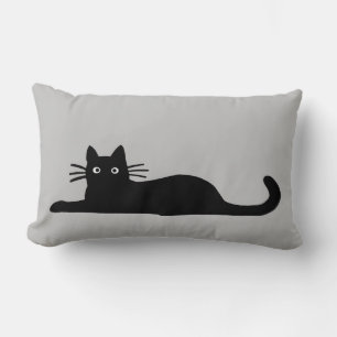 Cool Black Cat   Domesticated Shorthair Cat Lover Lumbar Cushion