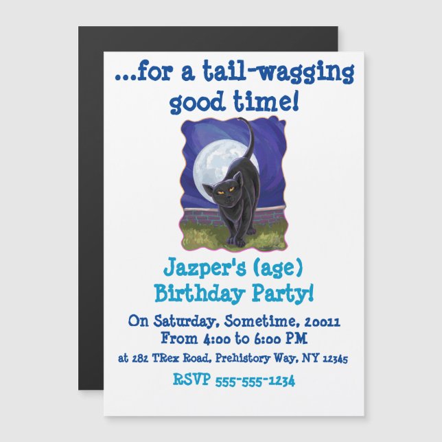 Cool Black Cat Heads and Tails Invitation (Front/Back)