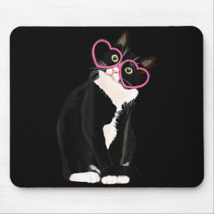 Cool Black Cat Kitten Red Heart Gles Happy Valenti Mouse Mat