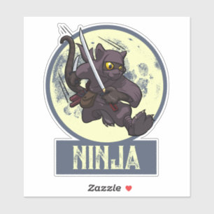 Cool Black Cat Ninja Cartoon Flying Kick Artwork
