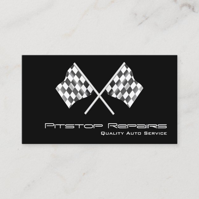 Cool Black Chequered Flag Business Card (Front)