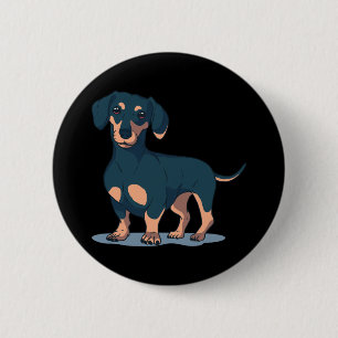 Cool Black Dachshund Dog Design 6 Cm Round Badge
