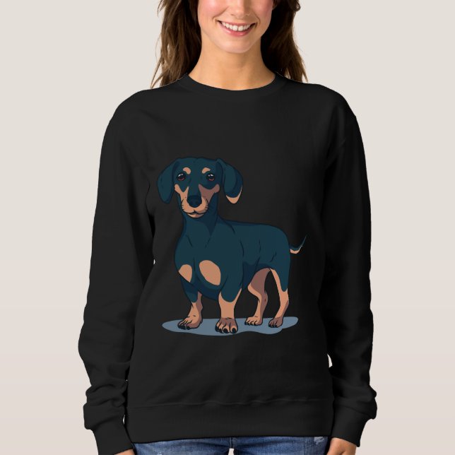 Cool Black Dachshund Dog Design Sweatshirt (Front)
