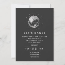 Cool black disco dance birthday party invitation 