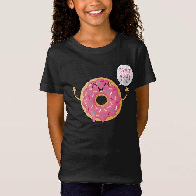Cool Black Girls tShirt Doughnut Worry Be Happy (Front)