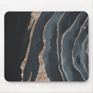 Cool Black Gold Marble Texture Mouse Mat