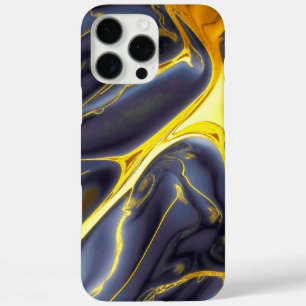 Cool black gold molten marble fluid textured iPhone 16 pro max case