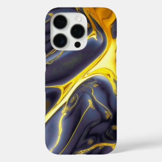 Cool black gold molten marble fluid textured iPhone 16 pro case