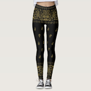 Cool Black Gold Paisley Leggings
