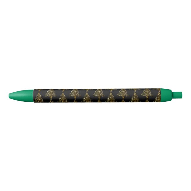 Cool Black Gold Shiny Christmas Tree Pattern Ink Pen (Front)