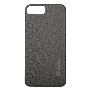 Cool black grey cheetah print monogram iPhone 8 plus/7 plus case